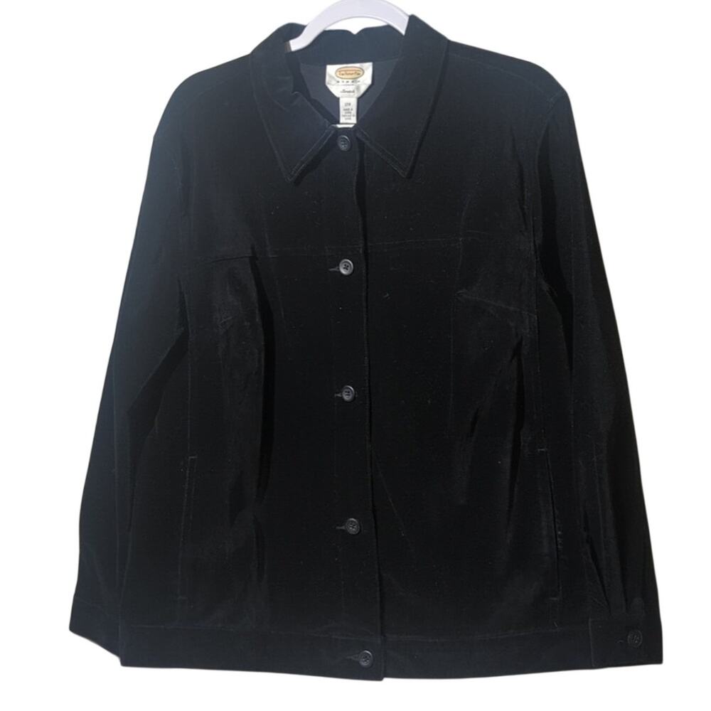 TALBOTS Vintage Velvet Black Stretch Jean Style Jacket Women's Plus Size 12W